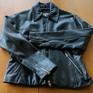 Genuine Leather Crop Moto Jacket